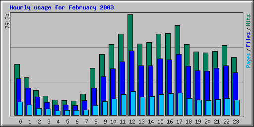 Hourly usage for February 2003